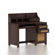 Onija Sheesham Wood Study Table with Storage & Cane Cabinet