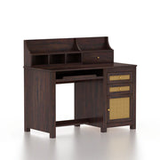 Onija Sheesham Wood Study Table with Storage & Cane Cabinet