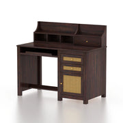 Onija Sheesham Wood Study Table with Storage & Cane Cabinet