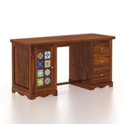 Onija Sheesham Wood Study Desk with Drawers & Tile Cabinet