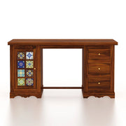 Onija Sheesham Wood Study Desk with Drawers & Tile Cabinet