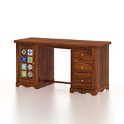 Onija Sheesham Wood Study Desk with Drawers & Tile Cabinet