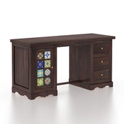 Onija Sheesham Wood Study Desk with Drawers & Tile Cabinet