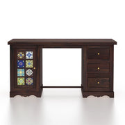 Onija Sheesham Wood Study Desk with Drawers & Tile Cabinet
