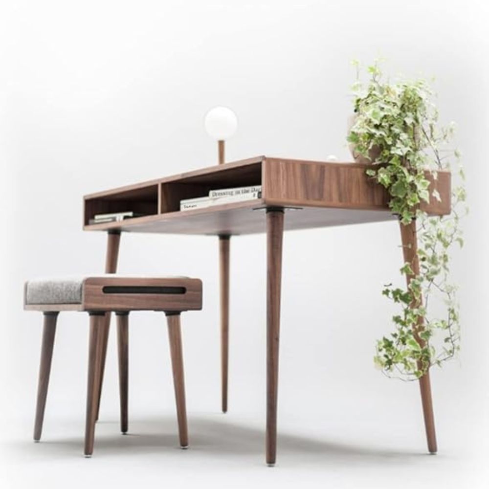 ONIJA  Writing Study Table for Adults & Students Study Desk with 2 Shelf Storage for Home & Office Sheesham Wood Natural Finish
