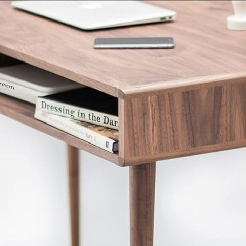 ONIJA  Writing Study Table for Adults & Students Study Desk with 2 Shelf Storage for Home & Office Sheesham Wood Natural Finish