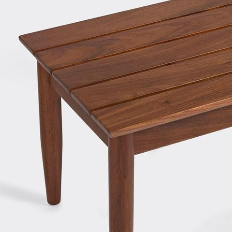 ONIJA Furniture Solid sheesham Wood Bedroom Bench, Slatted Top Design, Walnut Finish, (100 * 40 * 40 cm)