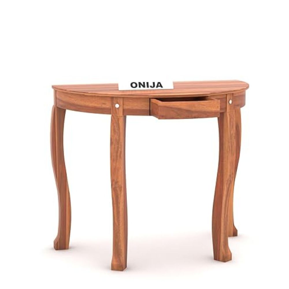 ONIJA Solid Sheesham Wooden Sapphire Cross Console Table for Living Room, Entryway, Home Decor, Dining Room | Half Round Table With Drawers for Office