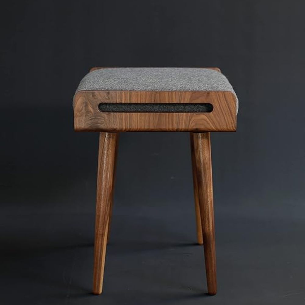ONIJA Streem Furniture Stool/Seat/Ottoman/Bench in Solid Sheesham Wood Stool with Cushion | Sitting Chair with Handle, Brown