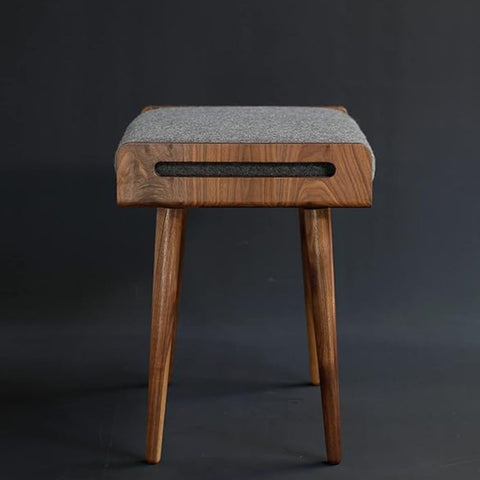 ONIJA Streem Furniture Stool/Seat/Ottoman/Bench in Solid Sheesham Wood Stool with Cushion | Sitting Chair with Handle, Brown