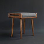 ONIJA Streem Furniture Stool/Seat/Ottoman/Bench in Solid Sheesham Wood Stool with Cushion | Sitting Chair with Handle, Brown