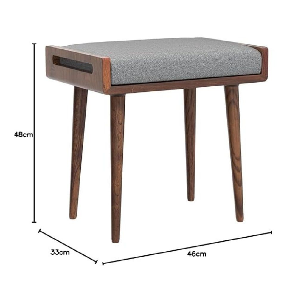 ONIJA Streem Furniture Stool/Seat/Ottoman/Bench in Solid Sheesham Wood Stool with Cushion | Sitting Chair with Handle, Brown