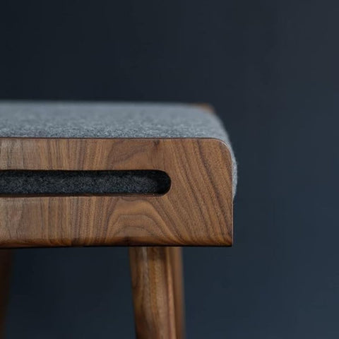 ONIJA Streem Furniture Stool/Seat/Ottoman/Bench in Solid Sheesham Wood Stool with Cushion | Sitting Chair with Handle, Brown