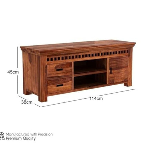 ONIJA Solid Sheesham Wood Tv Unit | TV Stand | TV Cabinet with Open & Close Storage for Living Room and Hotel Furniture