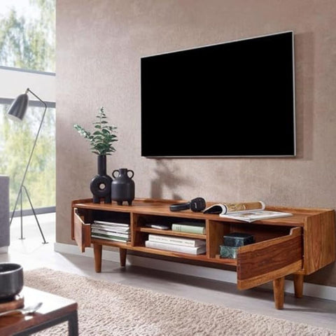ONIJA Solid Sheesham Wood TV Unit with 2 Drawers