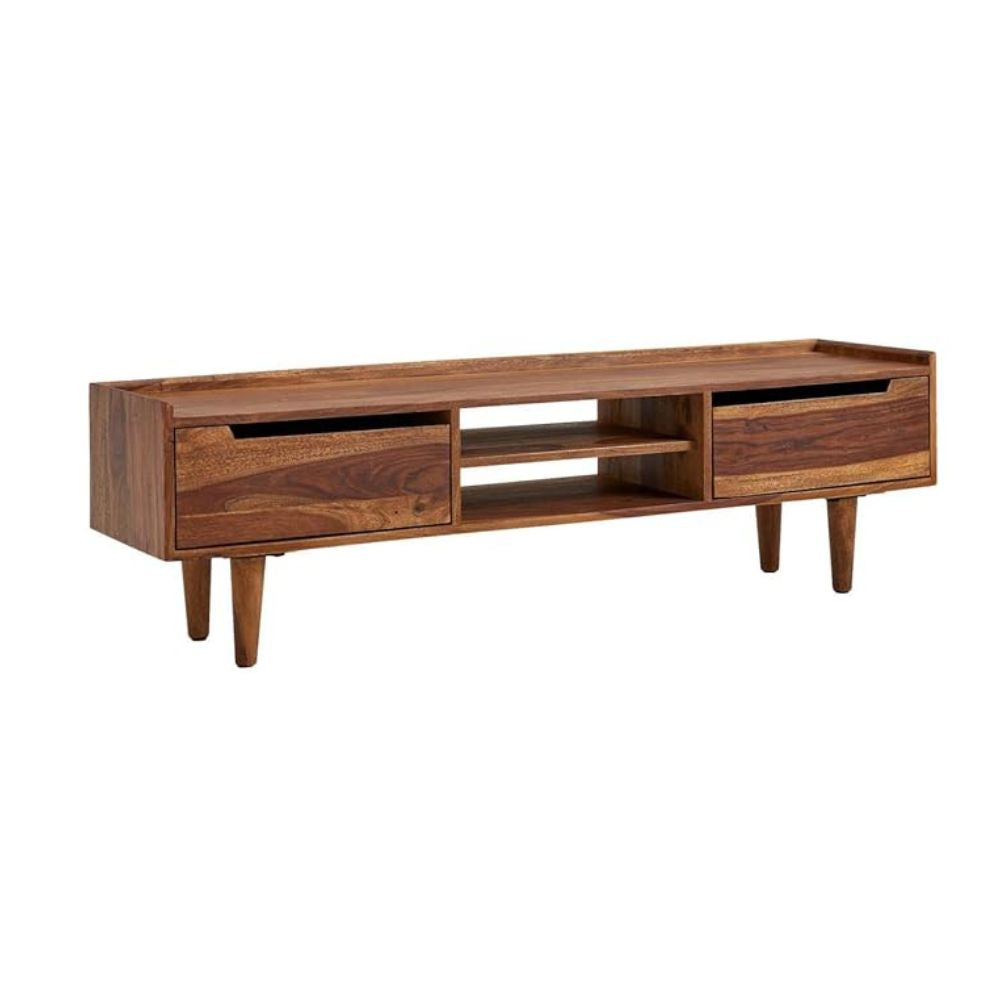 ONIJA Solid Sheesham Wood TV Unit with 2 Drawers