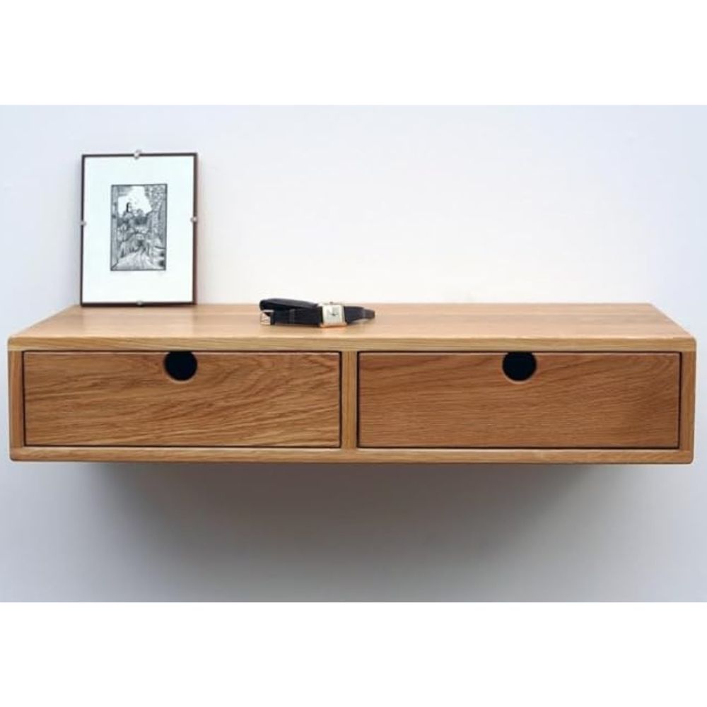 ONIJA Solid sheesham Wood Floating Study Table with 2 Drawers for Students Laptop Office Desk Workstation Writing Tables for Study Room Home Wooden Furniture for Study Room