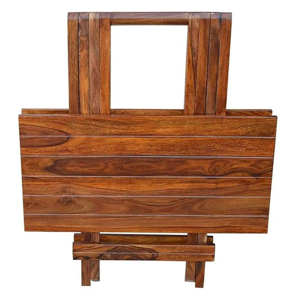 ONIJA Sheesham Wood Folding Coffee Table Accent Tables for Home || Wooden Cocktail Teapoy Table Furniture for Patio Outdoor and Garden Table
