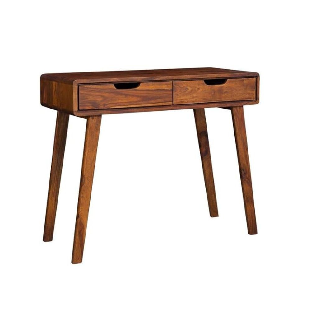 ONIJA Solid Sheesham Wood Study Table with 2 Drawers Writing Desk Wooden Laptop Table Multipurpose Workstation for Study Room Home and Office (Honey Finish)