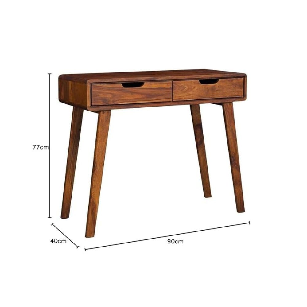 ONIJA Solid Sheesham Wood Study Table with 2 Drawers Writing Desk Wooden Laptop Table Multipurpose Workstation for Study Room Home and Office (Honey Finish)