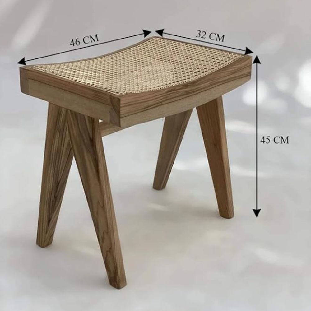 ONIJA Sheesham Wood Stool for Living Room|Cane Stool in Honey Finish,Stool for Sitting