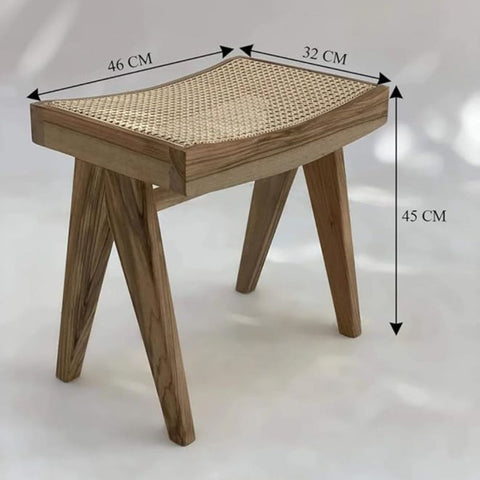 ONIJA Sheesham Wood Stool for Living Room|Cane Stool in Honey Finish,Stool for Sitting
