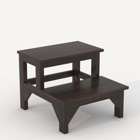 ONIJA Solid Sheesham Wood 2 Step Stool for Kitchen | Wooden Foot Rest Stool for Living Room | Rosewood Stepping Footstool/Foot Stool | Multipurpos Two-Step Stool for Home - WALNUT FINISH