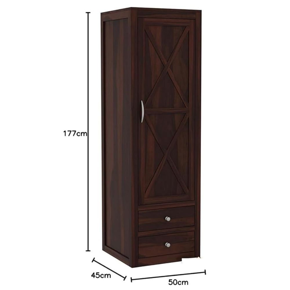 ONIJA Wooden 3 Door Wardrobe for Clothes with 6 Drawer 4 Shelf Storage & Hanging Space - Sheesham Wood Almirah for Bedroom