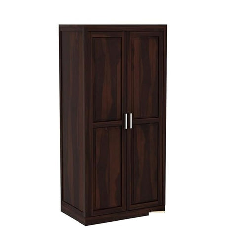 ONIJA  Wooden 2 Door Wardrobe for Clothes with 6 Shelf Storage - Sheesham Wood Almirah for Bedroom