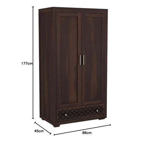 ONIJA  Wooden 3 Door Wardrobe for Clothes with 6 Drawer 8 Shelf Storage & Hanging Space - Sheesham Wood Almirah for Bedroom