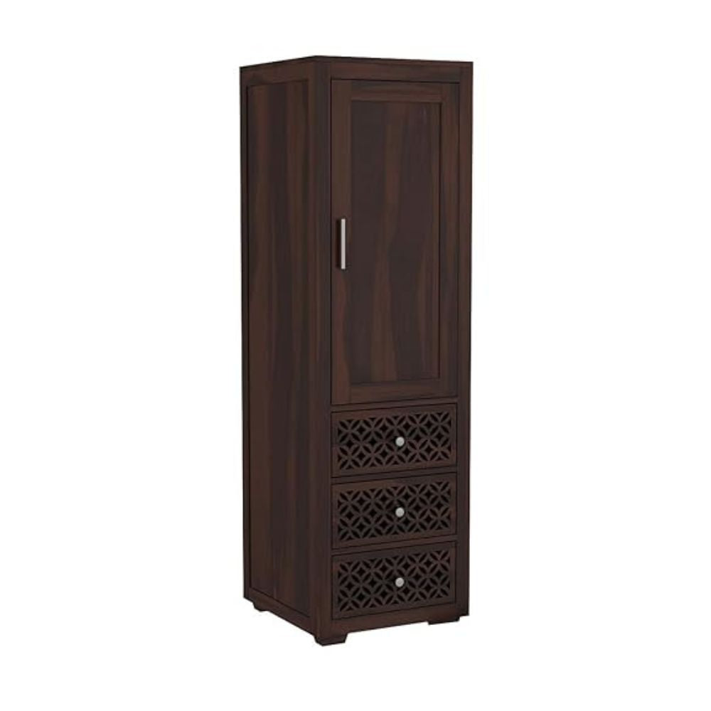 ONIJA  Wooden 3 Door Wardrobe for Clothes with 6 Drawer 8 Shelf Storage & Hanging Space - Sheesham Wood Almirah for Bedroom