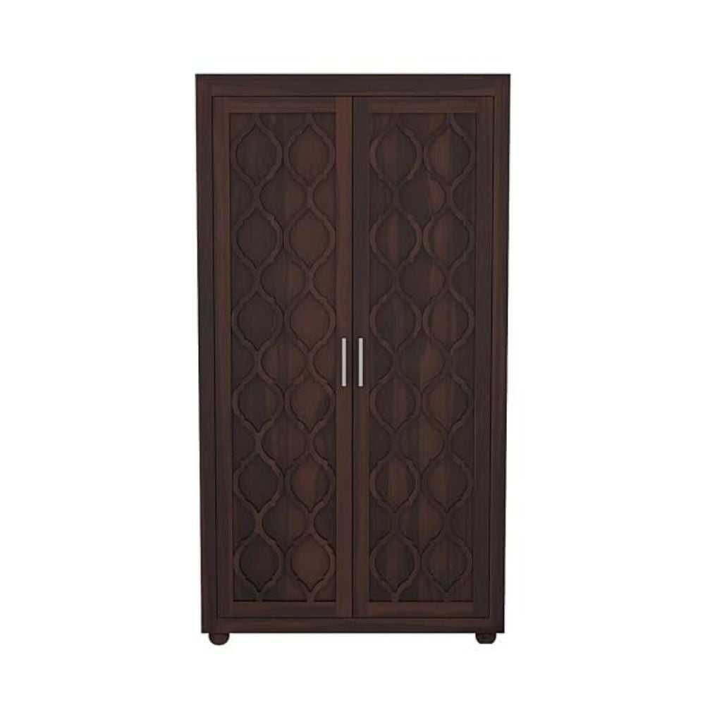 ONIJA Wooden 2 Door Wardrobe for Clothes with 2 Drawer 3 Shelf Storage & Hanging Space - Sheesham Wood Almirah for Bedroom