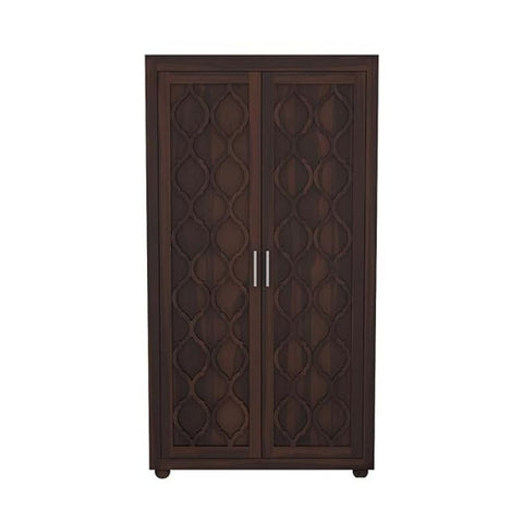 ONIJA Wooden 2 Door Wardrobe for Clothes with 2 Drawer 3 Shelf Storage & Hanging Space - Sheesham Wood Almirah for Bedroom