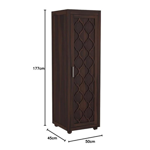 ONIJA Wooden Wardrobe 1 Door for Clothes Sheesham Wood Almirah - Large Cupboard Storage Cabinet for Living Room & Bedroom