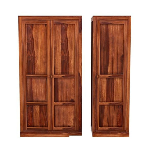 ONIJA Wooden 3 Door Wardrobe for Clothes with 5 Drawer 5 Shelf Storage & Hanging Space - Sheesham Wood Almirah for Bedroom - Solid Wood Large Cupboard