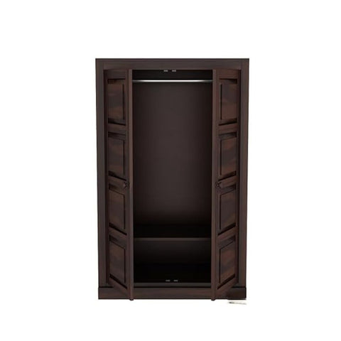 ONIJA Wooden 2 Door Wardrobe for Clothes with 2 Shelf Storage & Hanging Space - Sheesham Wood Almirah for Bedroom - Solid Wood Large Cupboard