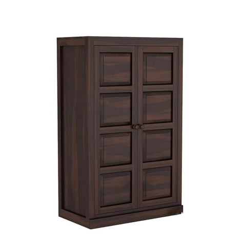 ONIJA Wooden 2 Door Wardrobe for Clothes with 2 Shelf Storage & Hanging Space - Sheesham Wood Almirah for Bedroom - Solid Wood Large Cupboard