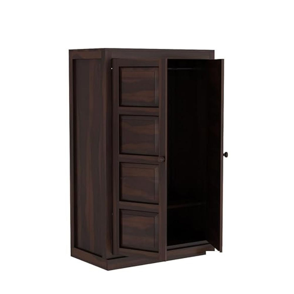 ONIJA Wooden 2 Door Wardrobe for Clothes with 2 Shelf Storage & Hanging Space - Sheesham Wood Almirah for Bedroom - Solid Wood Large Cupboard