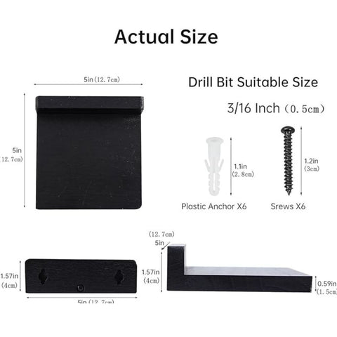 ONIJA Small Floating Shelves, Set Of 3 Black Shelves For Wall Decor & Storage | Wall Mounted Small Wall Shelf | Mini Display Shelf For Living Room, Bathroom, Kitchen & Bedroom Decor - Sheesham