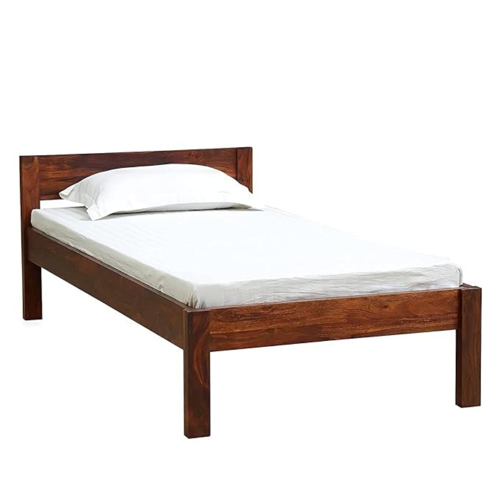 ONIJA Solid Sheesham Wood Single Size Bed Without Storage for Bedroom || Wooden Cot Furniture Beds for Home and Hotels - (Honey Finish)