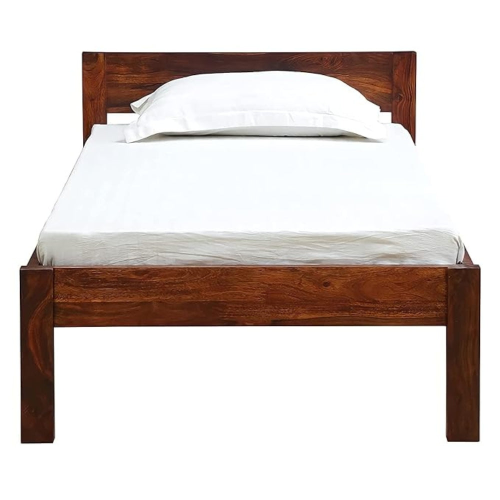 ONIJA Solid Sheesham Wood Single Size Bed Without Storage for Bedroom || Wooden Cot Furniture Beds for Home and Hotels - (Honey Finish)