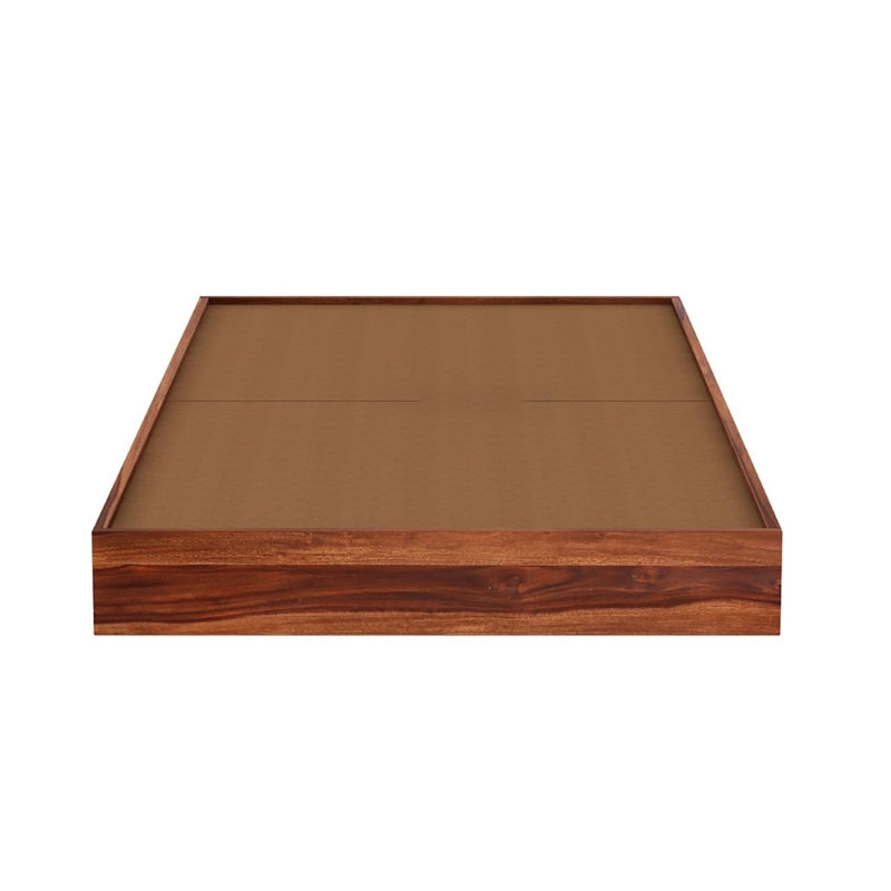 ONIJA Wood Low Height Single Size Bed Without Storage - Wooden Platform Palang Single Bed for Bedroom Living Room - Sturdy & Stylish Single Cot (Honey Finish)