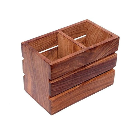 ONIJA Wooden Office Wooden Storage Holder Stand for Pen/Pencil/TV Remote Control/Stationery/Mobile Phone with Tissue Holder Best Gift Item