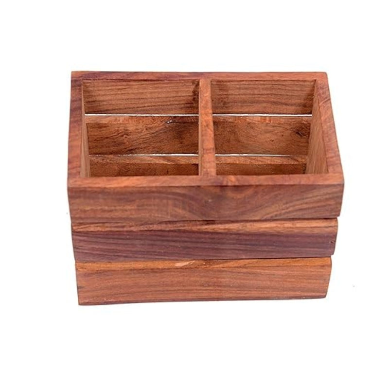 ONIJA Wooden Office Wooden Storage Holder Stand for Pen/Pencil/TV Remote Control/Stationery/Mobile Phone with Tissue Holder Best Gift Item