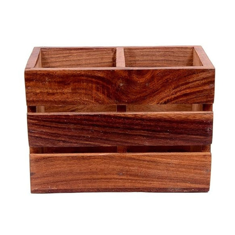 ONIJA Wooden Office Wooden Storage Holder Stand for Pen/Pencil/TV Remote Control/Stationery/Mobile Phone with Tissue Holder Best Gift Item