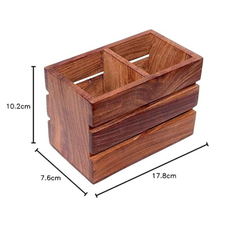 ONIJA Wooden Office Wooden Storage Holder Stand for Pen/Pencil/TV Remote Control/Stationery/Mobile Phone with Tissue Holder Best Gift Item