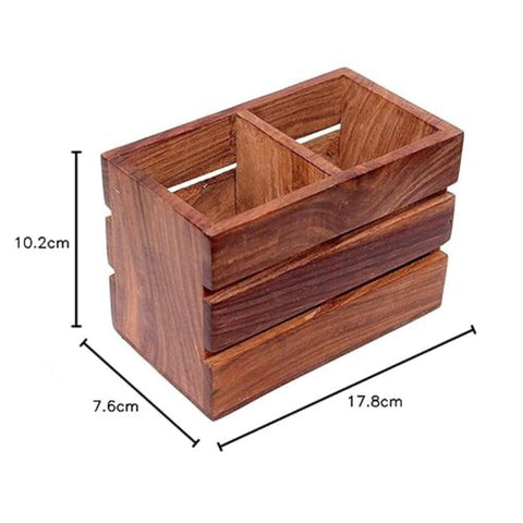 ONIJA Wooden Office Wooden Storage Holder Stand for Pen/Pencil/TV Remote Control/Stationery/Mobile Phone with Tissue Holder Best Gift Item