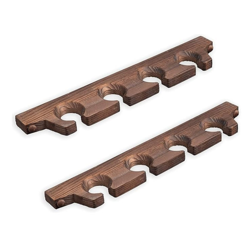 ONIJA Rustic Wall Mounted Stemware Rack Holder Fits 8 Wine Glasses Walnut Wooden Wine Glass Holder Set Of Two Wine Glass Bar Cabinet For Wall, Hanging Shelves