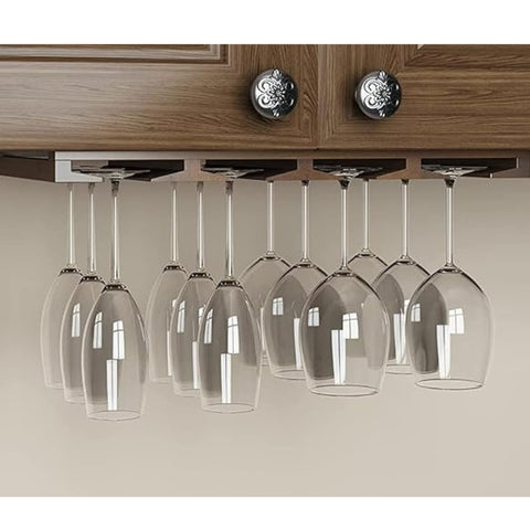 ONIJA Stemware Glass Rack Makes Dull Kitchens or Bar Perfectly Fits 6-12 Glasses Under Cabinet with Included Screws Great Hanging Bar Glass Rack