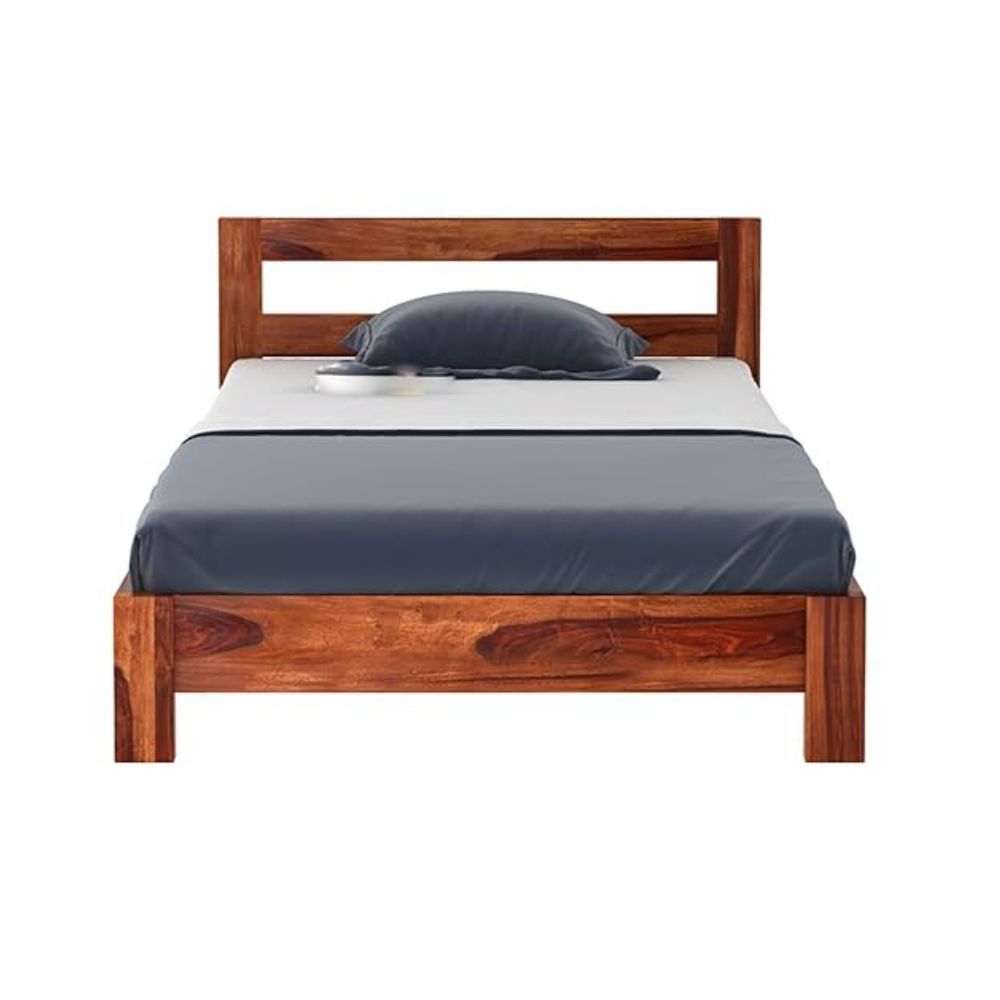 ONIJA Solid Sheesham Wood Wooden Single Size Bed for Bedroom